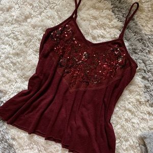 Maroon/burgundy Sequin Tank